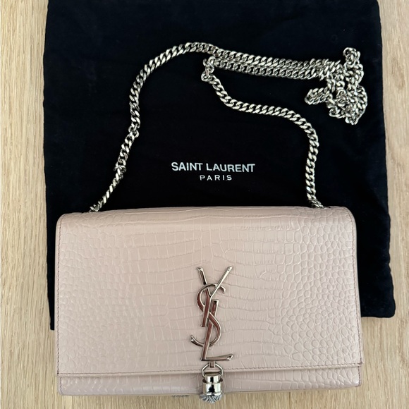 YSL Pink Embossed Kate Tassel Chain Wallet - Picture 1 of 6